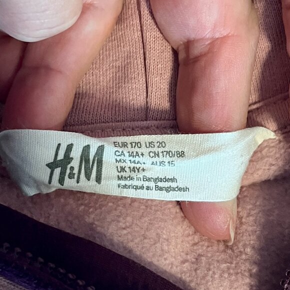 H&M Youth Colorblock Half-Zip Hoodie – Size 14 Pink, Tan, Maroon - Picture 11 of 12